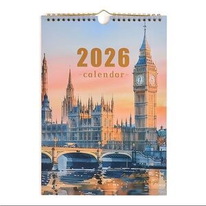 2026 Vintage Attractions Wall Calendar & Monthly Planner with Gold Foil Art